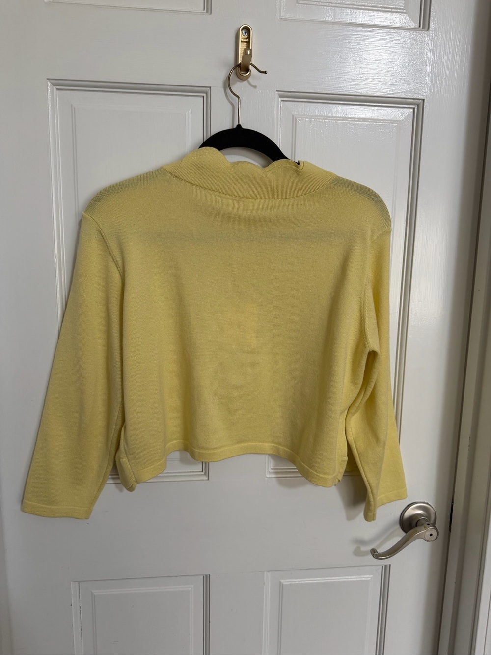 NWT Zac & Rachel Scalloped Cropped Open Front Yellow Cardigan Sweater Size XLP - Picture 4 of 4